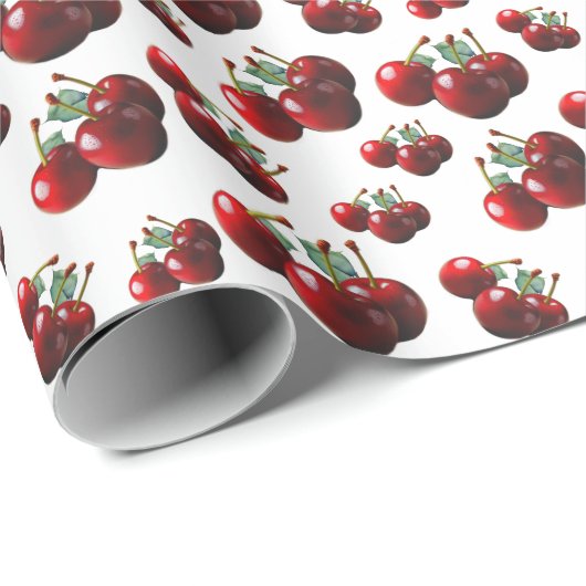 Retro Cherries fresh picked  Cadeaupapier (Rol Hoek)