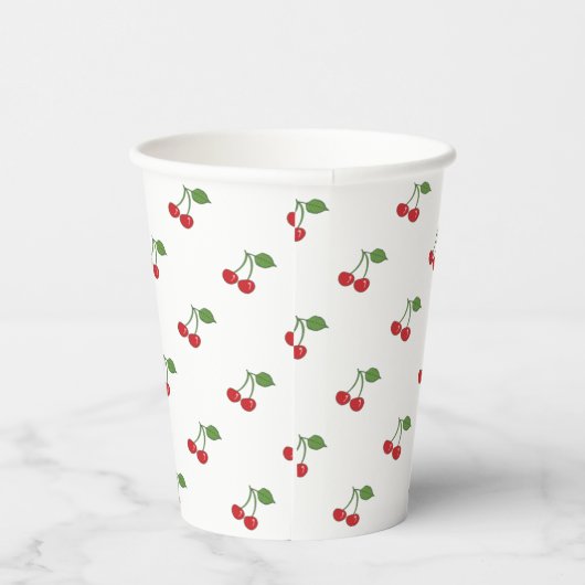 Retro Cherries Pattern Cup Papieren Bekers (Rechts)