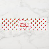 Retro Cherry 1e Verjaardag Waterfles Etiket (Enkel label)