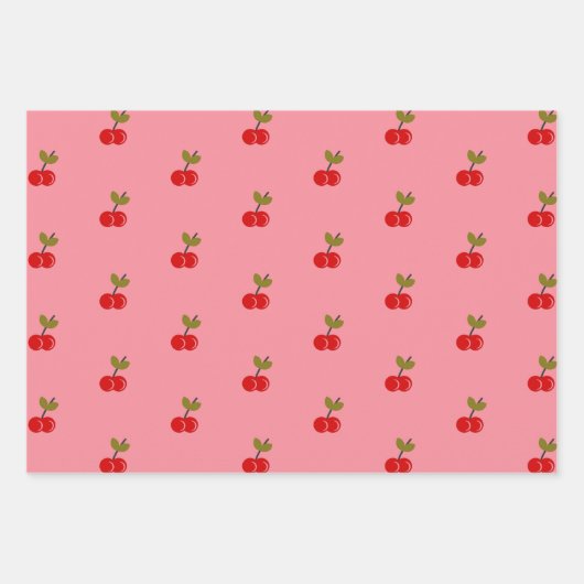 Retro Cherry Berry 1e Verjaardag Rood en groen Inpakpapier Vel (Voorkant 2)