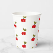 Retro Cherry Berry 1e Verjaardag Rood en groen Papieren Bekers (Achterkant)