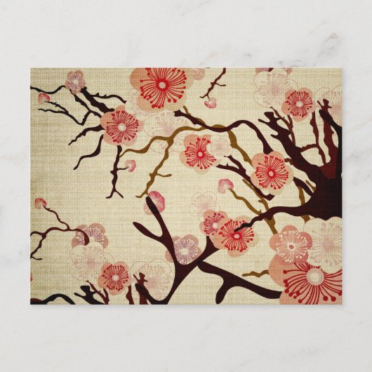 Retro Cherry Blossom Briefkaart (Voorkant)