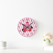 Retro Cherry Cupcake Wall Ronde Klok (Huis)