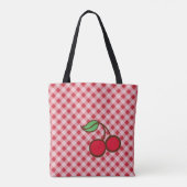Retro Cherry En vichy Purse Beach Sac fourre-tout  (Dos)