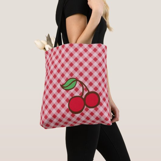 Retro Cherry Gingham Purse Beach Canvas tas Gift (Dichtbij)