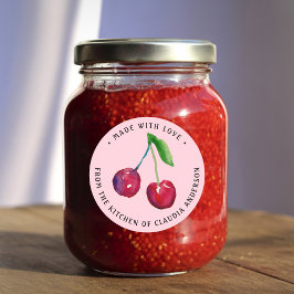 Retro Cherry Packaging Pink Christmas Kitchen Gift Ronde Sticker