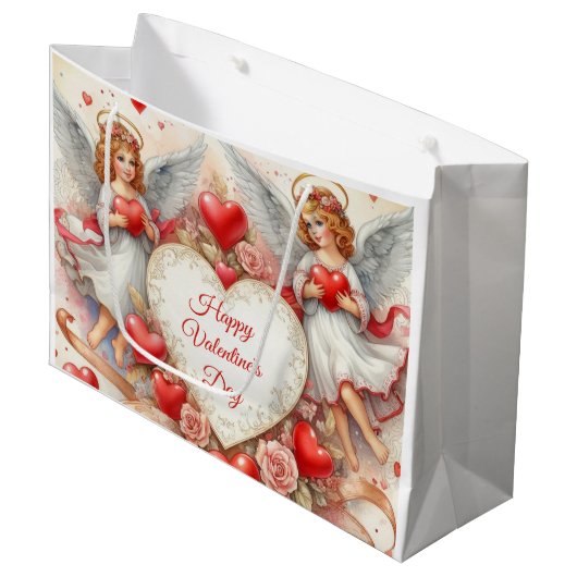 Retro Cherub Angels Valentijnsdag Cadeautas (Voorkant Gekanteld)