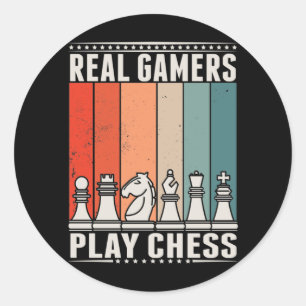 Retro Chess Gamer Board game Chess Piecks Ronde Sticker