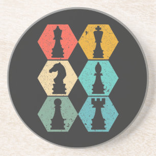 Retro Chess Gift Chess Piets T-Shirt Thans Zandsteen Onderzetter