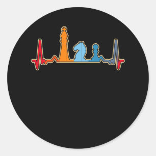 Retro Chess Heartbeat Board game Checes Ronde Sticker