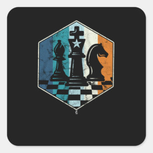 Retro  Chess Piece Chess Master Club Vierkante Sticker