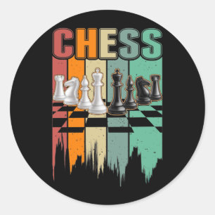 Retro Chess Pieces Chessboard Vintage Board game Ronde Sticker
