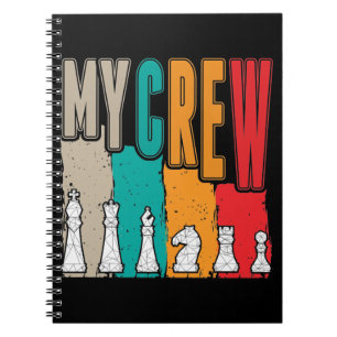 Retro Chess Pieces Cool Board game Crew Notitieboek