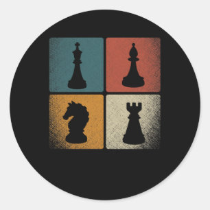 Retro Chess Piecks Creër Chess Lover Ronde Sticker