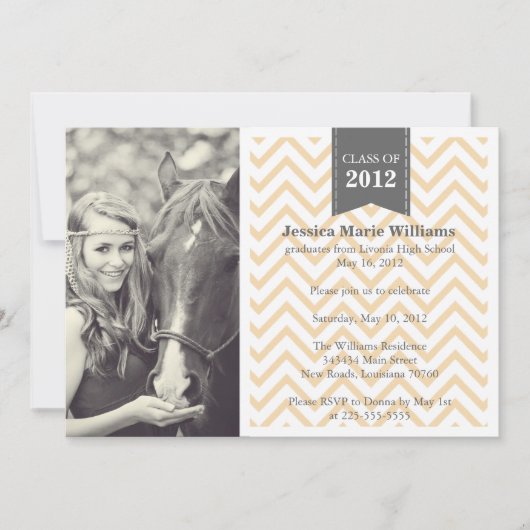 Retro Chevron Afstuderen Kaart (Voorkant)