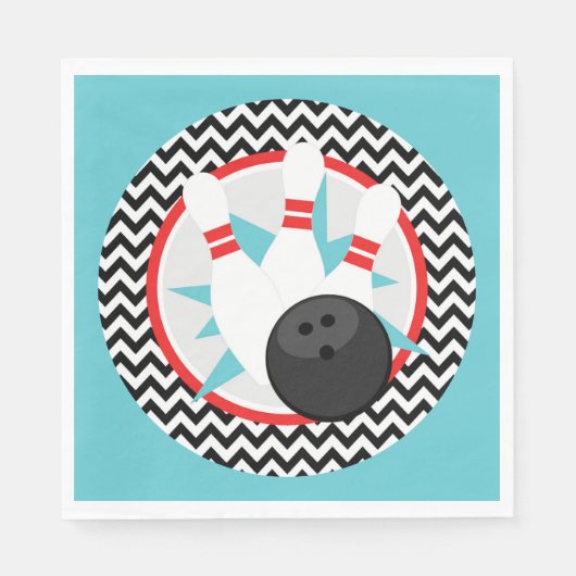 Retro Chevron Bowling Party Papieren servetten (Voorkant)