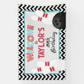 Retro Chevron Bowling Verjaardagsbanner Spandoek (Verticaal)