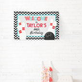 Retro Chevron Bowling Verjaardagsbanner Spandoek (Insitu)