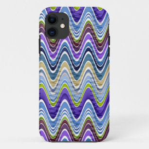 Retro Chevron en Wavy Stripes Pattern iPhone 11 Hoesje