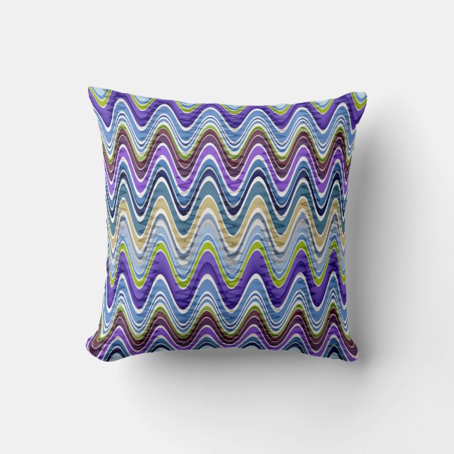 Retro Chevron en Wavy Stripes Pattern Kussen (Voorkant)