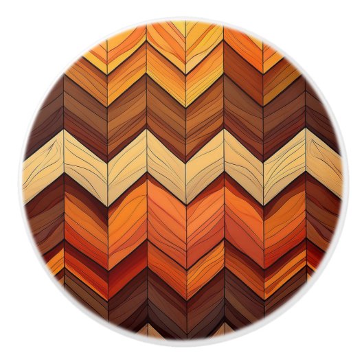 Retro Chevron Keramische Knop (Voorkant)