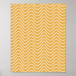 Retro Chevron Patroon Geel Zigzag Poster