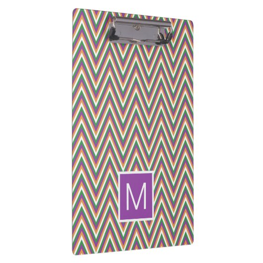 Retro Chevron Pattern Cool Monogram Klembord (Rechts)