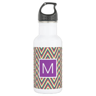 Retro Chevron Pattern Cool Monogram Waterfles
