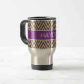 Retro Chevron Pattern Cool Personalised Reisbeker (Voorkant links)
