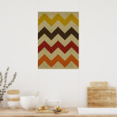 Retro chevron zigzag strepen zzag patroon poster (Keuken)