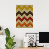 Retro chevron zigzag strepen zzag patroon poster (Thuiskantoor)