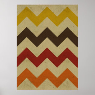 Retro chevron zigzag strepen zzag patroon poster