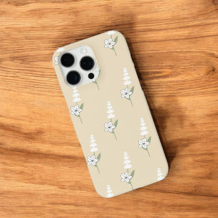 Retro Chic Beige Floral Patroon grillige lente iPhone 16 Pro Max Hoesje