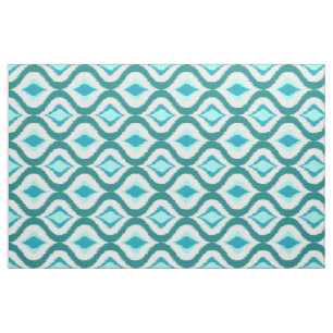 Retro Chic Blauwgroen Aqua Turquoise Ikat Drups Pa Stof