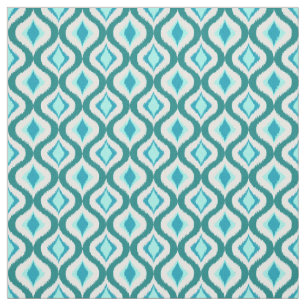 Retro Chic Blauwgroen Aqua Turquoise Ikat Drups Pa Stof
