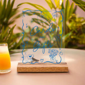 Retro chic bleu panneau illustré douche nuptiale