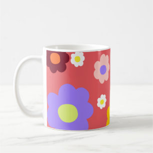 Retro Chic Bold Kleurrijke Bloemenvibrant Y2K Koffiemok