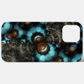 Retro Chic Brown Aqua Turquoise Fractal Pattern Case-Mate iPhone Case (Achterkant (horizontaal))
