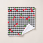 Retro Chic Cute Rouge Cerise Noir & Blanc En vichy (Gant de toilette)