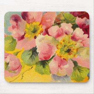 Retro Chic Elegant Roze Bloemen Primroses Muismat