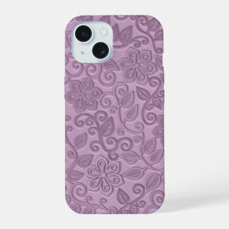 Retro Chic Faux Roze Leder Kunstpatroon iPhone 15 Hoesje