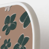 Retro Chic Floral Tan Brown Pickleball Paddle (Links Detail)