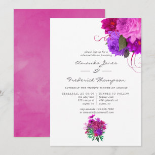 Retro Chic Fuchsia en Paarse Oefenavond Kaart