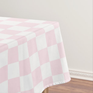 Retro Chic Girly Roze Wit Geruit Patroon Tafelkleed