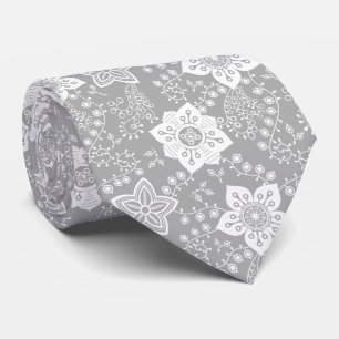 Retro Chic Klasse Witte Bloemen Kunst Patroon Stropdas