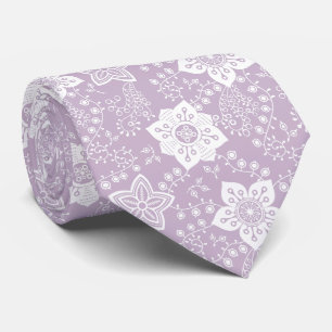 Retro Chic Klasseke Witte Bloemen Kunst Patroon Stropdas