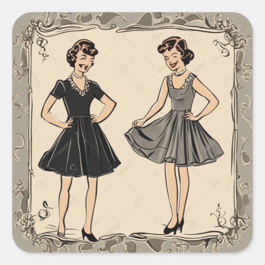 Retro Chic LBD Art Sticker (Voorkant)