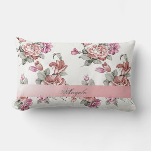 Retro Chic Meisjesachtige Bloemen-Personaliseerba Kussen