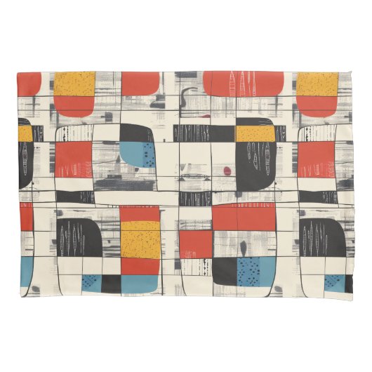 Retro Chic Mid-Century Modern Abstract Kussen Sham Kussensloop (Voorkant-Links)