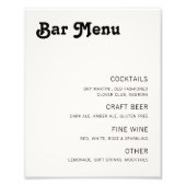 Retro Chic Modern Bar-menu Foto Afdruk (Voorkant)